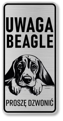 Uwaga pies tabliczka 20x10 Beagle z imieniem psa
