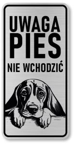 Uwaga pies tabliczka 20x10 Beagle z imieniem psa
