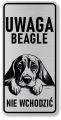 Uwaga pies tabliczka 20x10 Beagle z imieniem psa