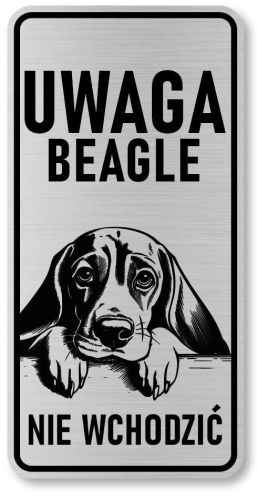 Uwaga pies tabliczka 20x10 Beagle z imieniem psa
