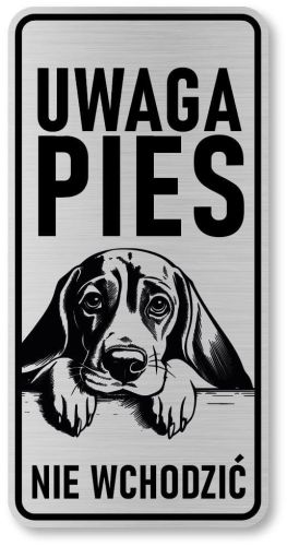 Uwaga pies tabliczka 20x10 Beagle z imieniem psa
