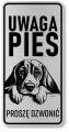Uwaga pies tabliczka 20x10 Beagle z imieniem psa
