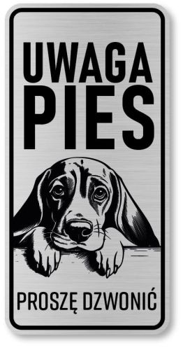 Uwaga pies tabliczka 20x10 Beagle z imieniem psa