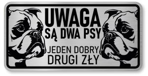 Tabliczka ostrzegawcza - Uwaga pies BULDOG FRANCUSKI 2 psy