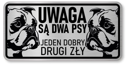 Tabliczka ostrzegawcza - Uwaga pies BULDOG FRANCUSKI 2 psy
