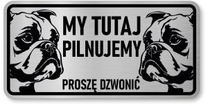 Tabliczka ostrzegawcza - Uwaga pies BULDOG FRANCUSKI 2 psy