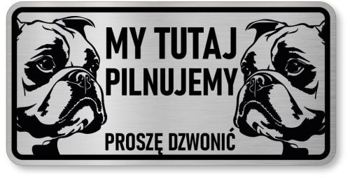 Tabliczka ostrzegawcza - Uwaga pies BULDOG FRANCUSKI 2 psy