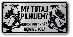Tabliczka ostrzegawcza - Uwaga pies BULDOG FRANCUSKI 2 psy
