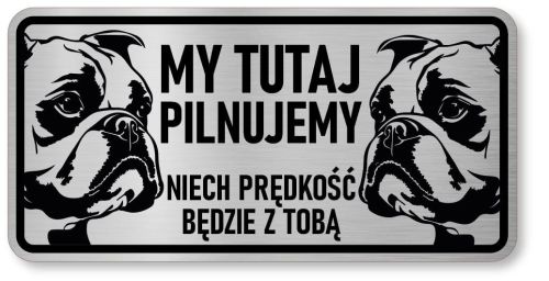 Tabliczka ostrzegawcza - Uwaga pies BULDOG FRANCUSKI 2 psy