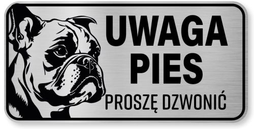 Tabliczka ostrzegawcza - Uwaga pies BULDOG FRANCUSKI
