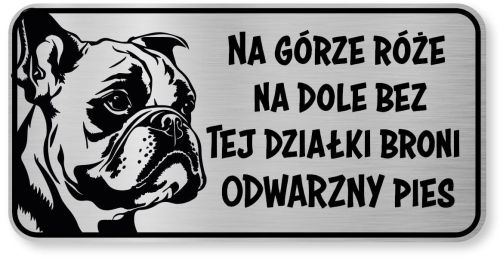 Tabliczka ostrzegawcza - Uwaga pies BULDOG FRANCUSKI śmieszna