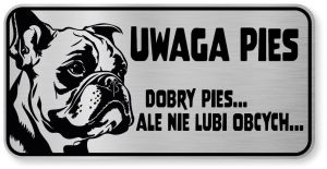 Tabliczka ostrzegawcza - Uwaga pies BULDOG FRANCUSKI