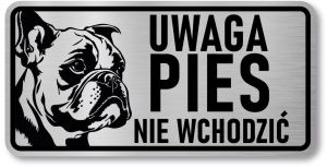 Tabliczka ostrzegawcza - Uwaga pies BULDOG FRANCUSKI