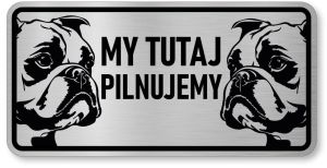 Tabliczka ostrzegawcza - Uwaga pies BULDOG FRANCUSKI 2 psy