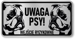 Tabliczka ostrzegawcza - Uwaga pies BULDOG FRANCUSKI 2 psy