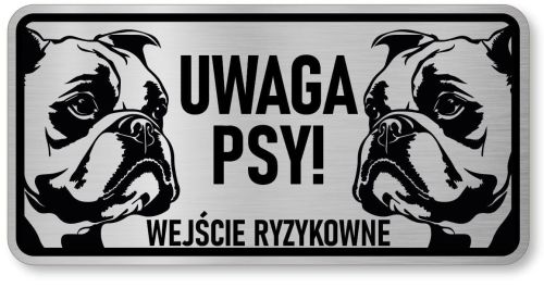 Tabliczka ostrzegawcza - Uwaga pies BULDOG FRANCUSKI 2 psy