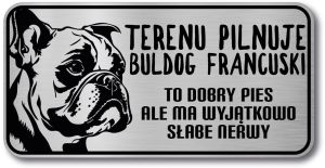 Tabliczka ostrzegawcza - Uwaga pies BULDOG FRANCUSKI