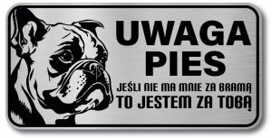 Tabliczka ostrzegawcza - Uwaga pies BULDOG FRANCUSKI