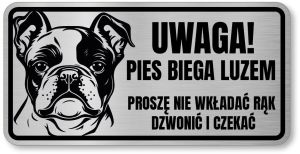 Tabliczka ostrzegawcza - Uwaga pies BULDOG FRANCUSKI