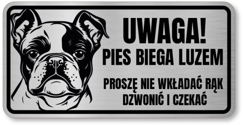 Tabliczka ostrzegawcza - Uwaga pies BULDOG FRANCUSKI