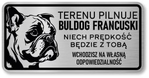 Tabliczka ostrzegawcza - Uwaga pies BULDOG FRANCUSKI