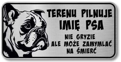 Tabliczka ostrzegawcza - Uwaga pies BULDOG FRANCUSKI z imieniem