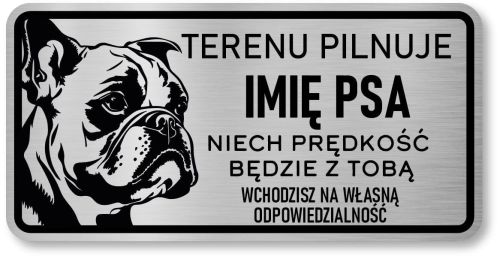 Tabliczka ostrzegawcza - Uwaga pies BULDOG FRANCUSKI z imieniem