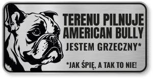 Tabliczka ostrzegawcza - Uwaga pies BULDOG FRANCUSKI śmieszna