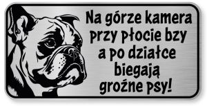 Tabliczka ostrzegawcza - Uwaga pies BULDOG FRANCUSKI śmieszna