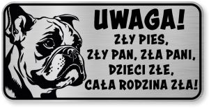 Tabliczka ostrzegawcza - Uwaga pies BULDOG FRANCUSKI śmieszna