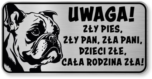 Tabliczka ostrzegawcza - Uwaga pies BULDOG FRANCUSKI śmieszna