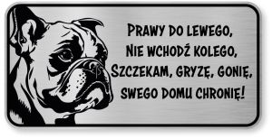 Tabliczka ostrzegawcza - Uwaga pies BULDOG FRANCUSKI śmieszna