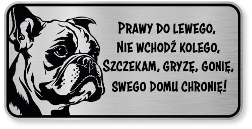 Tabliczka ostrzegawcza - Uwaga pies BULDOG FRANCUSKI śmieszna