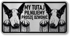 Tabliczka ostrzegawcza - Uwaga pies BULTERIER 2 psy