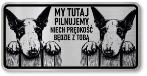 Tabliczka ostrzegawcza - Uwaga pies BULTERIER 2 psy