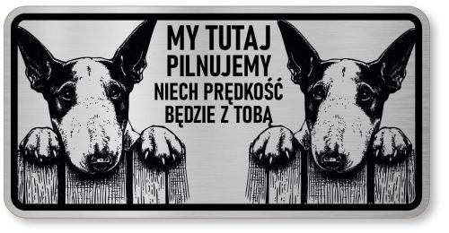 Tabliczka ostrzegawcza - Uwaga pies BULTERIER 2 psy
