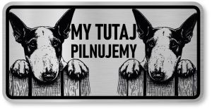 Tabliczka ostrzegawcza - Uwaga pies BULTERIER 2 psy