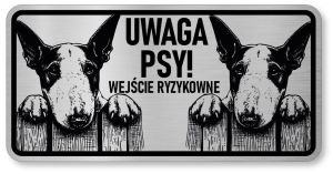 Tabliczka ostrzegawcza - Uwaga pies BULTERIER 2 psy