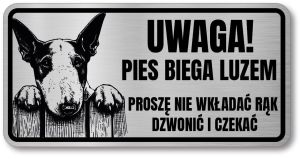 Tabliczka ostrzegawcza - Uwaga pies BULTERIER