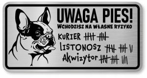Tabliczka uwaga pies śmieszna Buldog Francuski