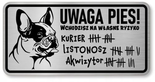 Tabliczka uwaga pies śmieszna Buldog Francuski