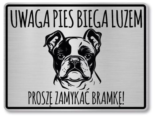 Tabliczka ostrzegawcza - Uwaga pies BULDOG FRANCUSKI