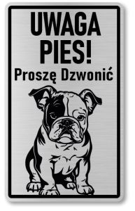 Tabliczka ostrzegawcza - Uwaga pies BULDOG FRANCUSKI