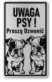 Tabliczka ostrzegawcza - Uwaga pies BULDOG FRANCUSKI 2 psy