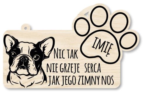 Drewniana tabliczka dekoracyjna Buldog Francuski z imieniem
