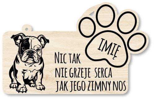 Drewniana tabliczka dekoracyjna Buldog Francuski z imieniem