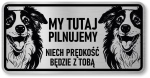 Tabliczka ostrzegawcza - Uwaga pies Border Collie 2 psy