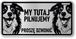 Tabliczka ostrzegawcza - Uwaga pies Border Collie 2 psy