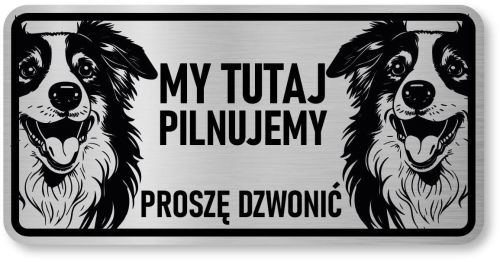 Tabliczka ostrzegawcza - Uwaga pies Border Collie 2 psy
