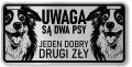 Tabliczka ostrzegawcza - Uwaga pies Border Collie 2 psy